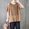 T-shirt Women Versatile Summer Casual Large Size Loose Round Neck Pullover Short-sleeved Tops