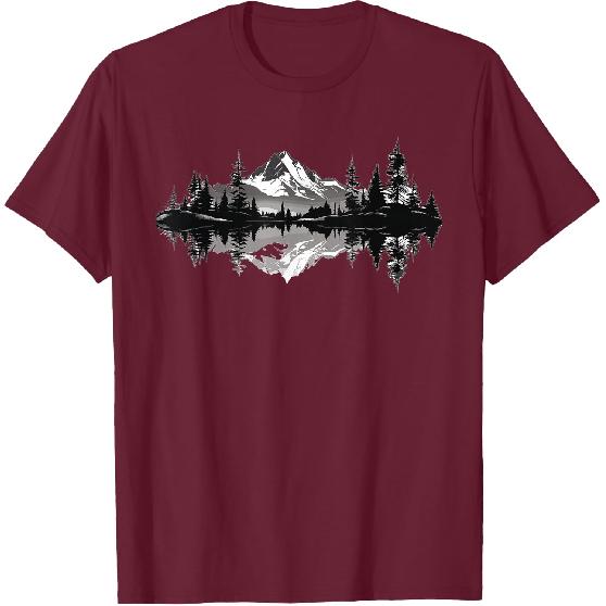 Mountain Landscape Reflection Forest Trees Outdoor Wildlife T-Shirt