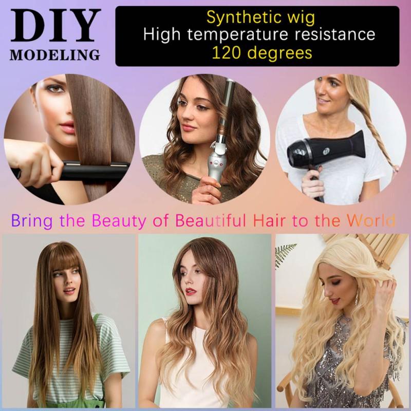 Parrucca Marrone da Donna 18 Pollici Spalla Media Lunga Capelli da Vacanza Naturali Ricci
