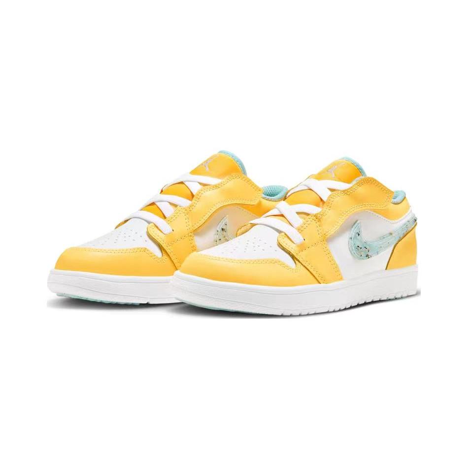 Jordan Air Jordan 1 Low Alt SE PS Canvas Breathable Low top Kids' Skateboarding Shoes Yellow White DX4387-800