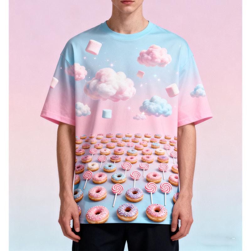 Sweet Ice Cream Colorful Print Graphic T-shirt Kid Casual Cute Candy Design Short Sleeve T Shirts Street Harajuku Trend New Tee