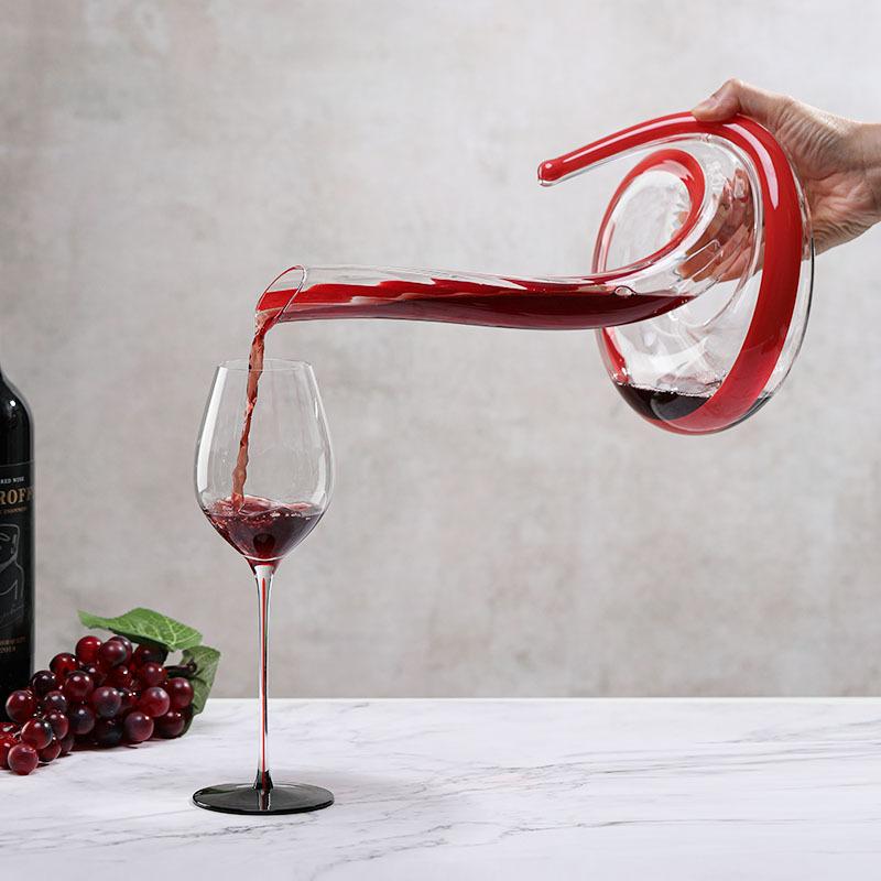 Artificially Blown Snake-shaped Glass Decanter Wine Separator Barware Household Wine Dispenser 1000ml Senior Decanter Wine Set
