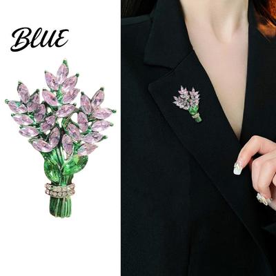 Decorative Clothing Pin Women Brooch High-Gloss Rhinestone Inlay Sparkling Lavender