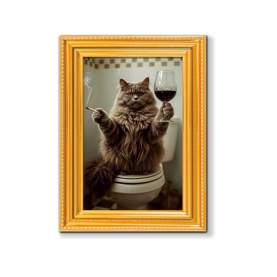 1/5/6Pcs Drinking Animal Cat Refrigerator Magnet Vintage Wooden Frame Animal Fridge Magnet Home Kitchen Office Decoration Animal Lover Gift