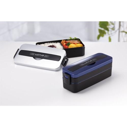 Asvel Lantus MC SS-T800C 2-Tier 800mL Lunch Box with Bag, Metallic Blue, 3158