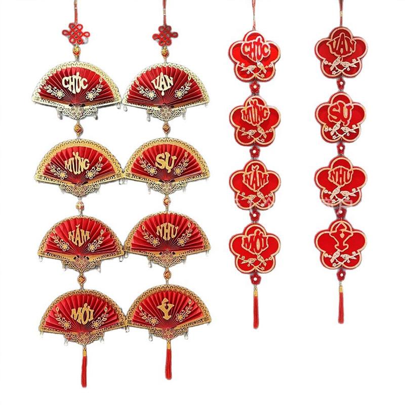 1 pair Hollow New Year Decorations Tassels Couplets Ornaments Hanging Ornament Hanging Vietnamese Red Couplets