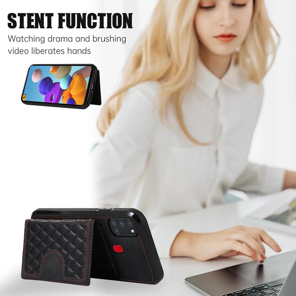 Pro Samsung Galaxy A21s Pouzdro na telefon TPU+PU kůže Kryt na telefon s držákem na karty