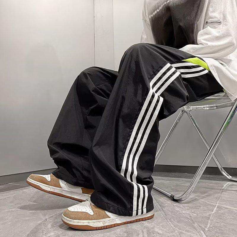 Unisex Retro Striped Wide-Leg Quick-Dry Sports Pants