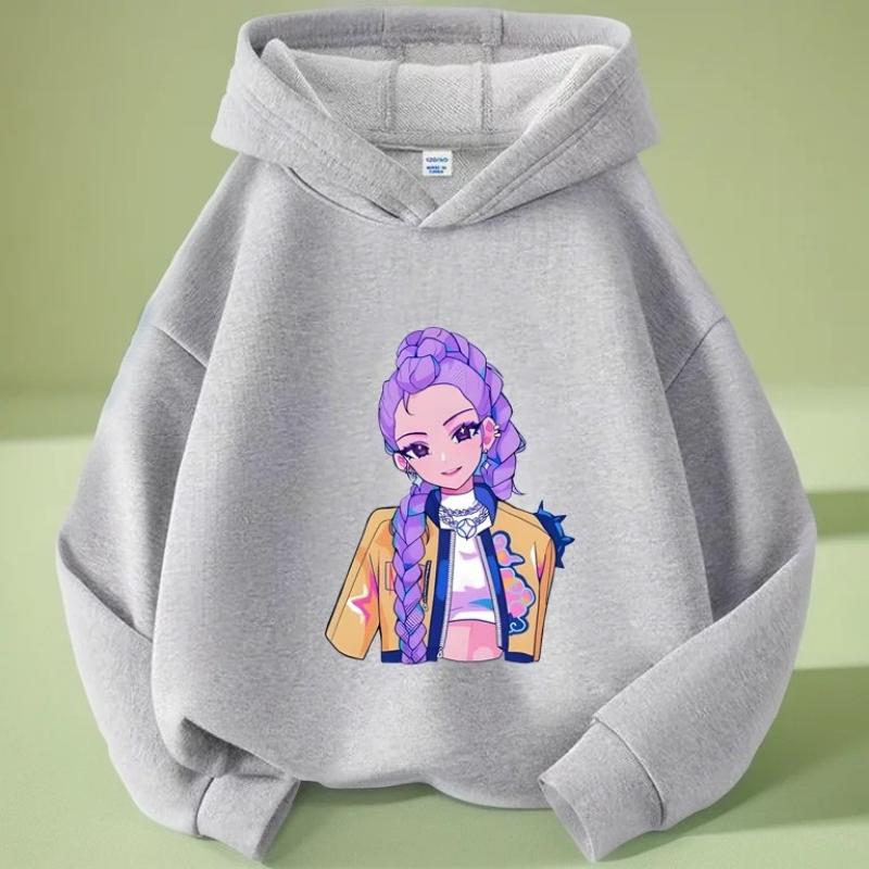K-pop Demon Hunter Saja Cartoon Print Boy and Girl Long Sleeved Casual Warm Children's Hoodie