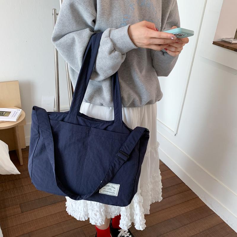 Japanese Solid Color Casual Anti-splashing Nylon Shoulder Bag Summer Lazy Wind Neutral Large-capacity Portable Messenger Bag