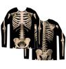 3D-Druck Skelett Herren Langarm-T-Shirt Vintage Totenkopfmuster Rundhalsausschnitt Oberteile Lässige Mode Atmungsaktives T-Shirt Streetwear Tees