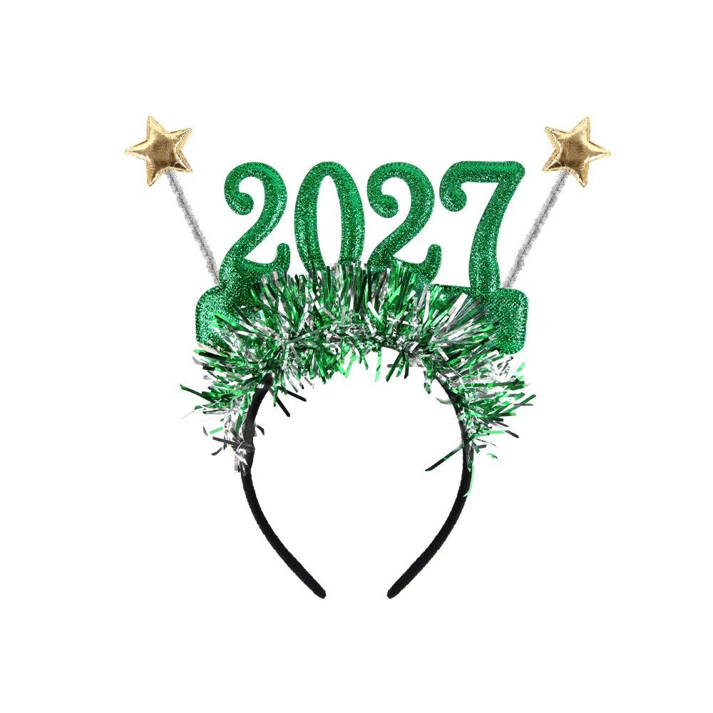 Cute 2027 Happy New Year Headband Sequin Star Strip Headwear Christmas Headpiece  Masquerade Party