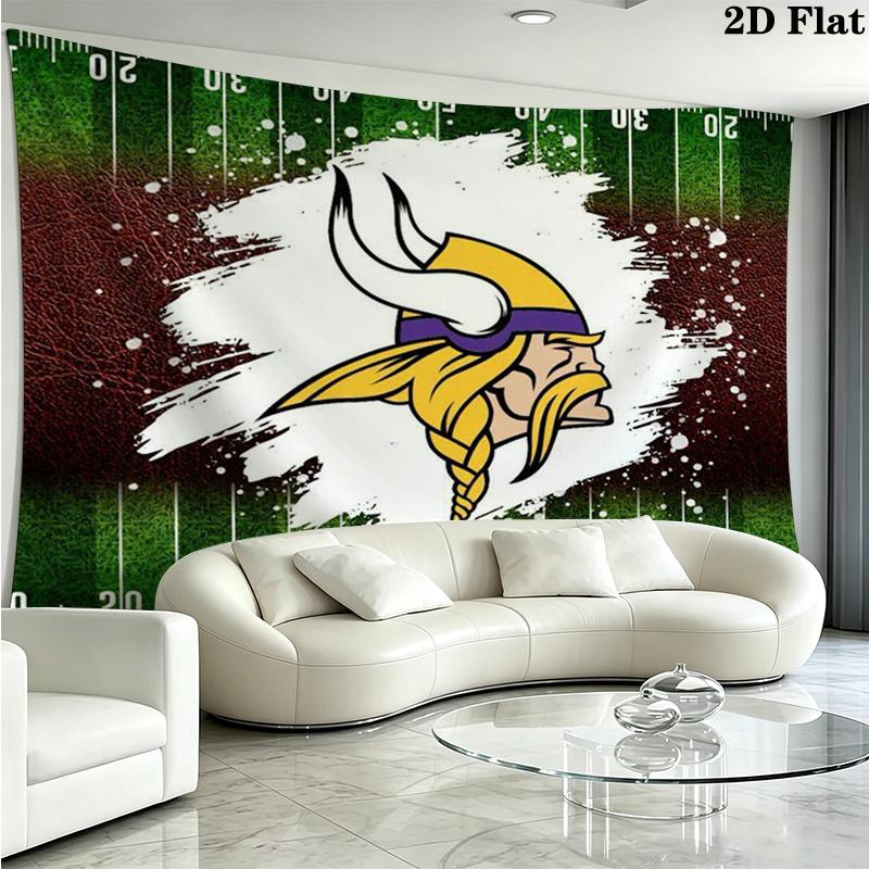 Minnesota Vikings Logo Wall Tapestry Aesthetic Wall Hanging Printed Fabric Blanket Decorative Tapestries for Bedroom Living Room Home Decor