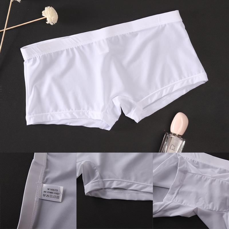 Men Sexy Seamless Underwear Ultra-Thin Transparent Boxer Mesh Panties Shorts