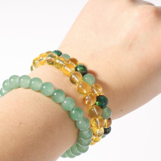 Healing Gemstone Wristband 3 Pcs Natural Bracelet, 8MM Round Beads Faux Crystal Jewelry for Meditation Stretch Handmade Spiritual Gift Women