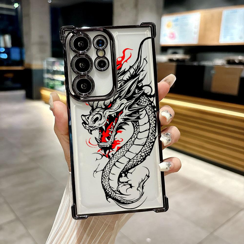 Fashion Dragon Tattoo Art Funda For Samsung S26Ultra Phone Case For Galaxy S25 FE S26 S24 S23 S22 S21 Ultra S20 Plus Clear Cover