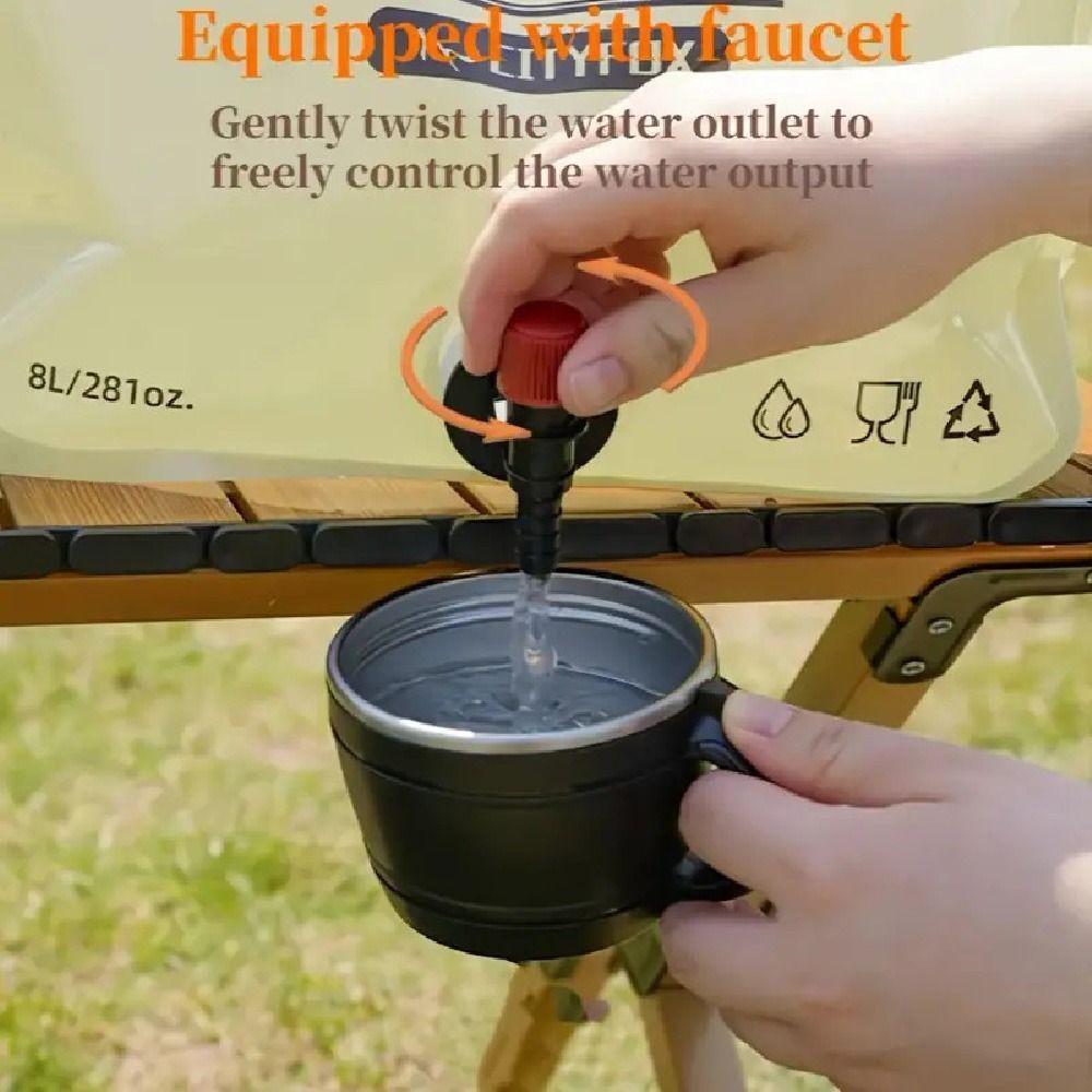 8L Water Storage Bag Reusable Collapsible Water Container Outdoor Water Bag  Travel Use