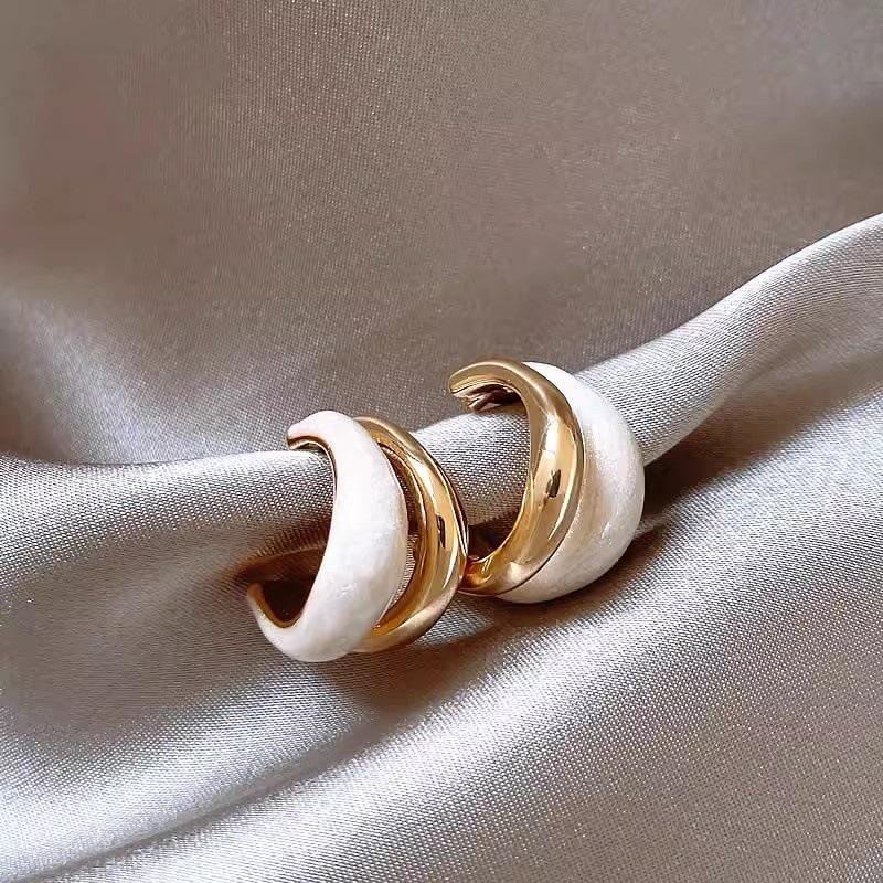 2024 Gold Drip Glaze C-Shaped Hoop Earrings: Light Luxury Women s Jewelry