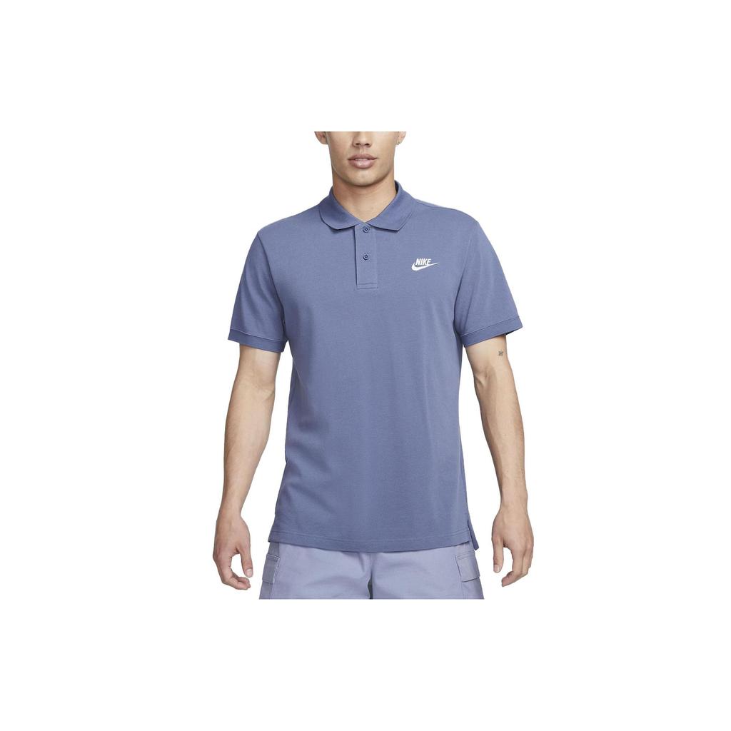 Nike Logo Print Solid Straight Cut Short Sleeve Polo Shirt Men Tops Pastel-Blue CJ4457-491