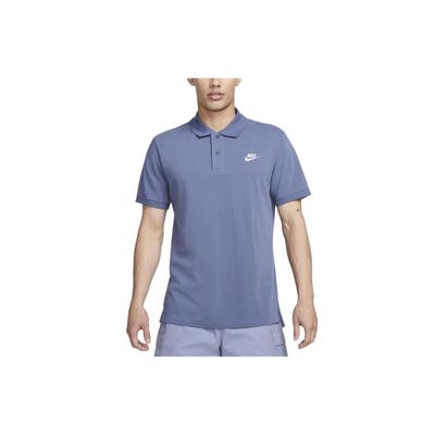 Logo Print Solid Straight Cut Short Sleeve Polo Shirt Men Tops Pastel-Blue CJ4457-491
