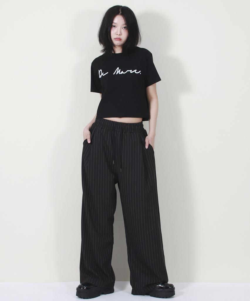 Deumakeu Solid Stripe Wide Pants Black