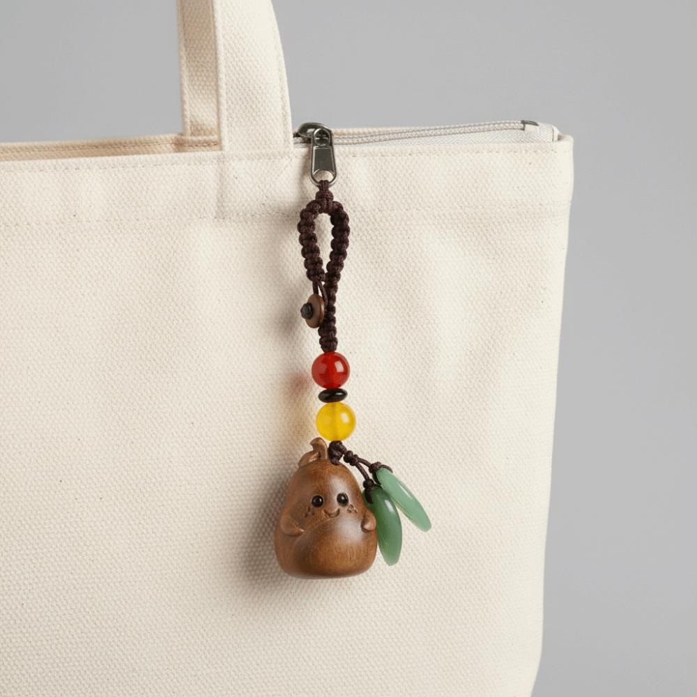 Sandalwood Bag Pendant Cartoon Wood Phone Chain Cute Pear Key Chain Jewelry Findings