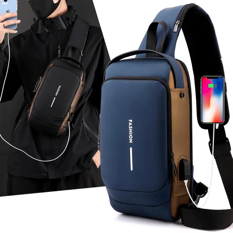 Large Capacity Crossbody Bag For Men Simple Sport Trendy Shoulder Bag Business Multifunction Anti-Theft Waterproof Waist Bag