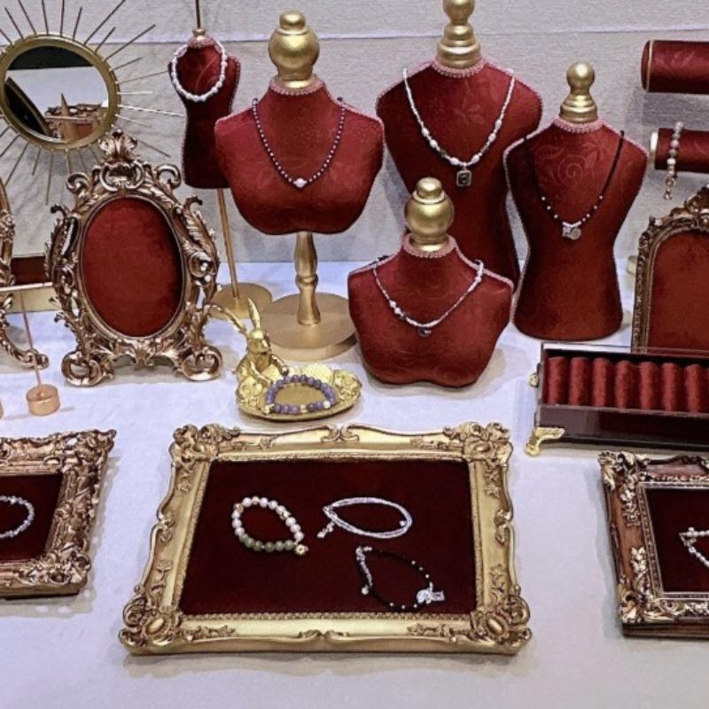 Flannel Exquisite Jewelry Display Rack Necklace Model Showcase Stand Counter Jewellery Show Holder Live Stream Storage Shelf