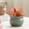 Creative Ceramic Flowerpot Petal-Rim / Lotus Shape Succulent Planter Desktop Ornament for Home Garden Decor