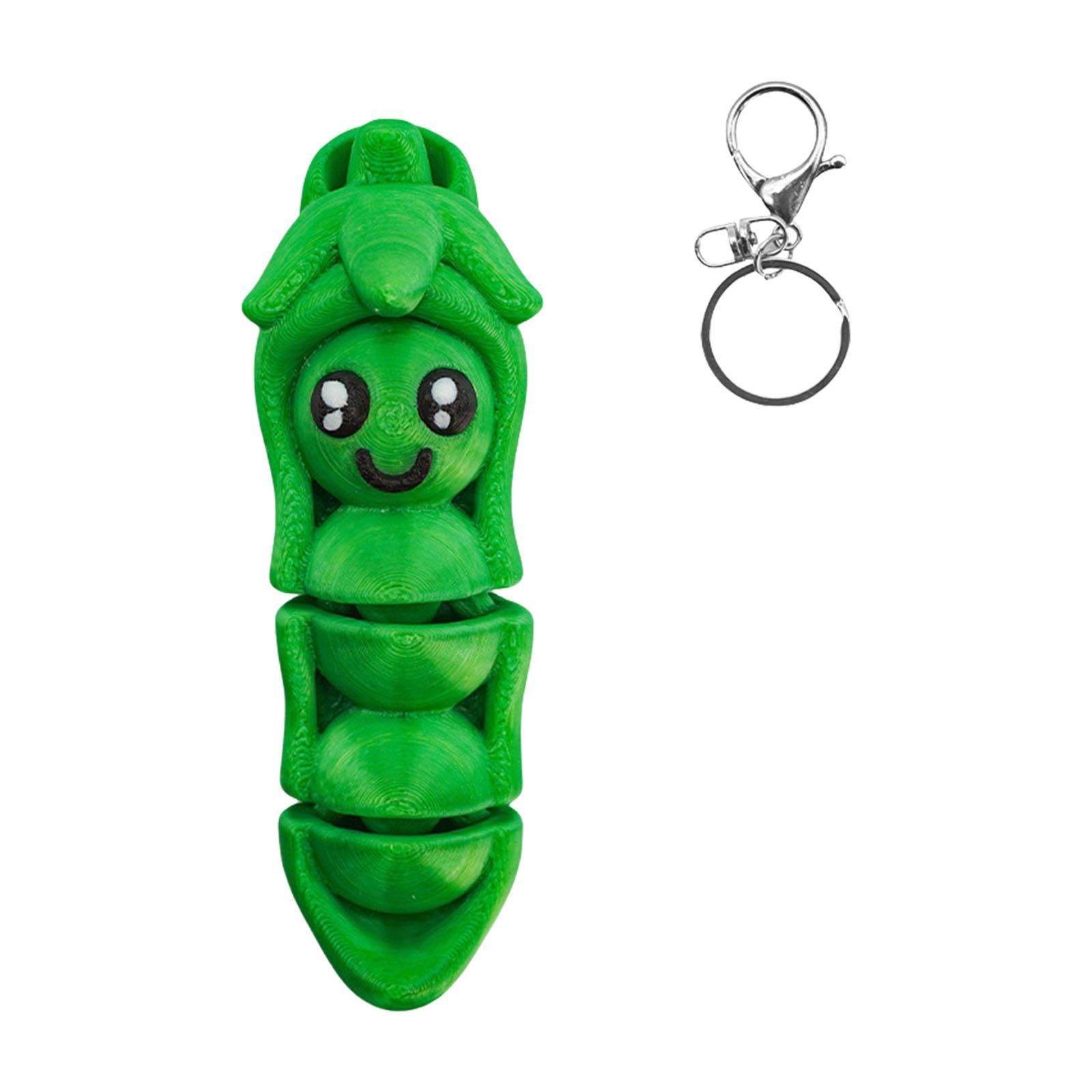 

Interactive Pea Pod Design Keychain Flexible Detachable Keyring Novelty Gift Playful Bag Charm For Home Office 1