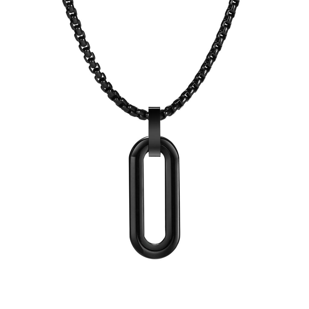 Vnox Geometric Necklaces for Men Women, Hollow Pin Shaped Pendant with Box Chain, Stainless Steel Collar Unisex Jewelry