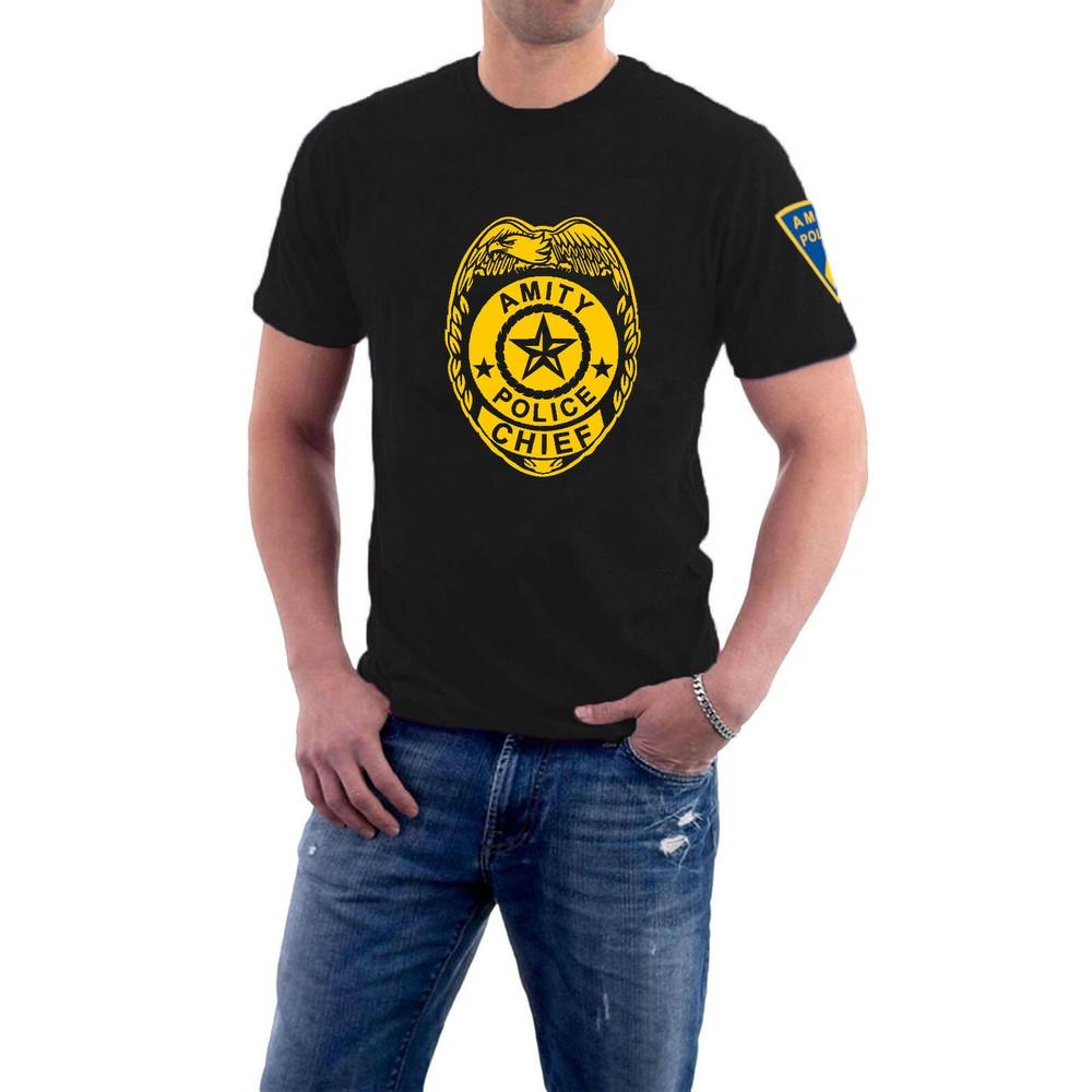

Amity Police Chief T-shirt Brody Shark Island Jaws Horror Movie tee by Sillytees 4XL