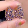 Design Sense Purple Crystal Earrings, Purple Gas Donglai Earrings Versatile Violet Earrings