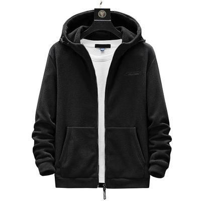 Herren Herbst Einfarbig Verdicktes Fleece Sweatshirt Jugend Übergroße Strickjacke Kapuzensweatshirt