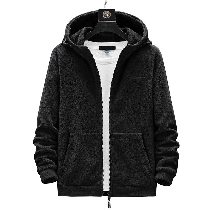 Men s Autumn Solid Color Thickened Fleece Sweatshirt Youth Oversized Cardigan Hooded Sweatshirt 6XL 2980₽