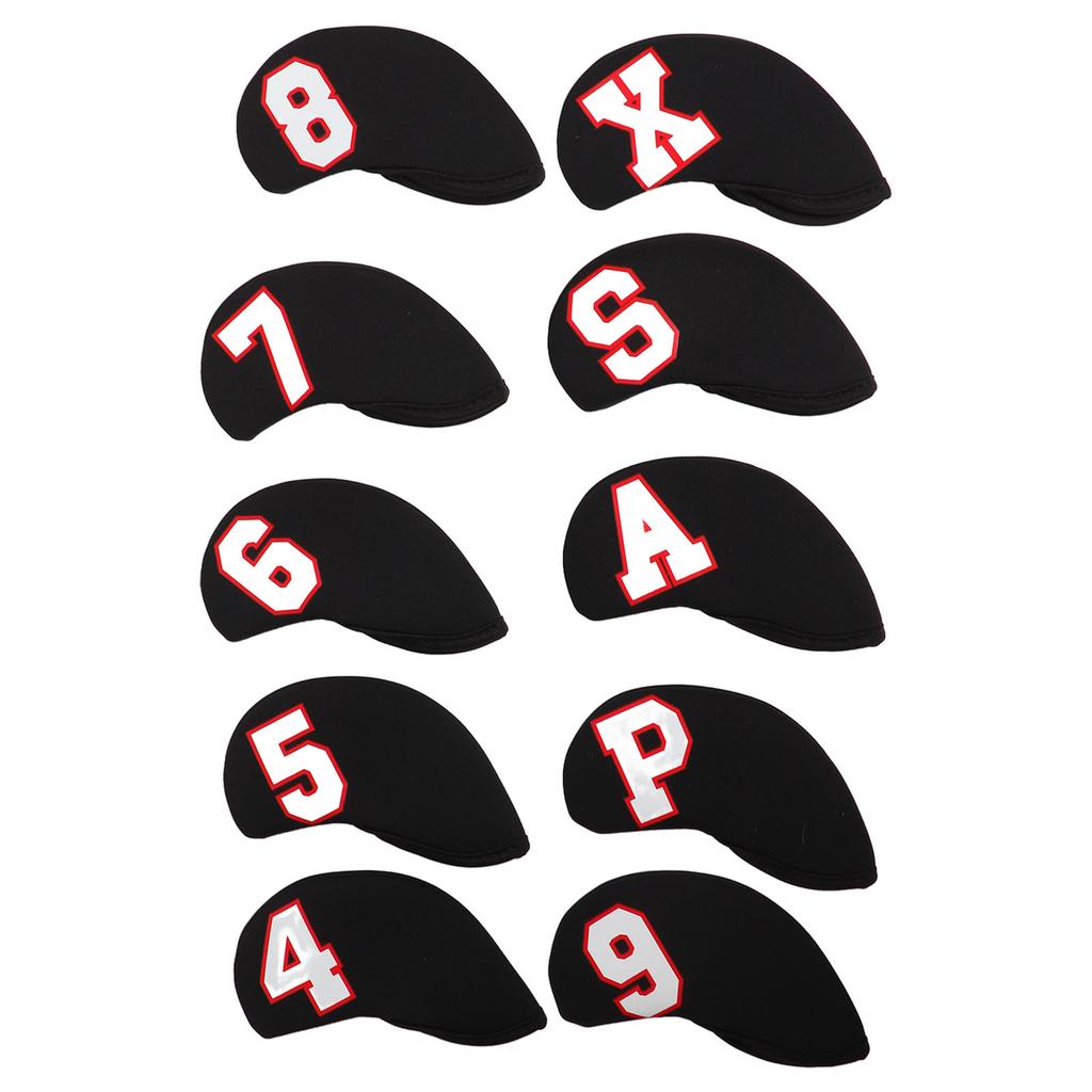 10PcsSet Number Golf Iron Head Cover Set Neoprene Golf Club Iron Protective HeadcoverBlack