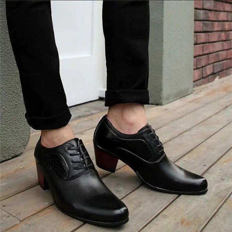 Fashion Men Retro Formal Shoes Black Patent Leather Lace Up Business Derby Shoes Casual Fashion Versatile Shoes Size 38-46 Men Shoes