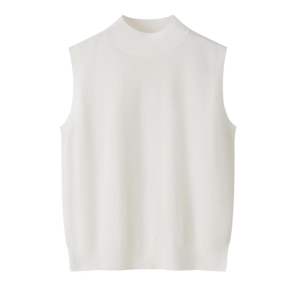 Women's Pure Cashmere Sleeveless High Neck Knit Sweater Vest