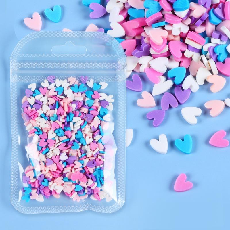 10g/bag Heart Shaped Soft Ceramic Sliced Valentine's Day Nail Accessories for Making Charming Nail Decoration Accessories DIY Nail Products
