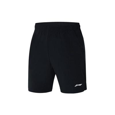 Série Badminton Cor Sólida Shorts com Cintura Elástica Masculino Parte de Baixo Preto AAPS047-1