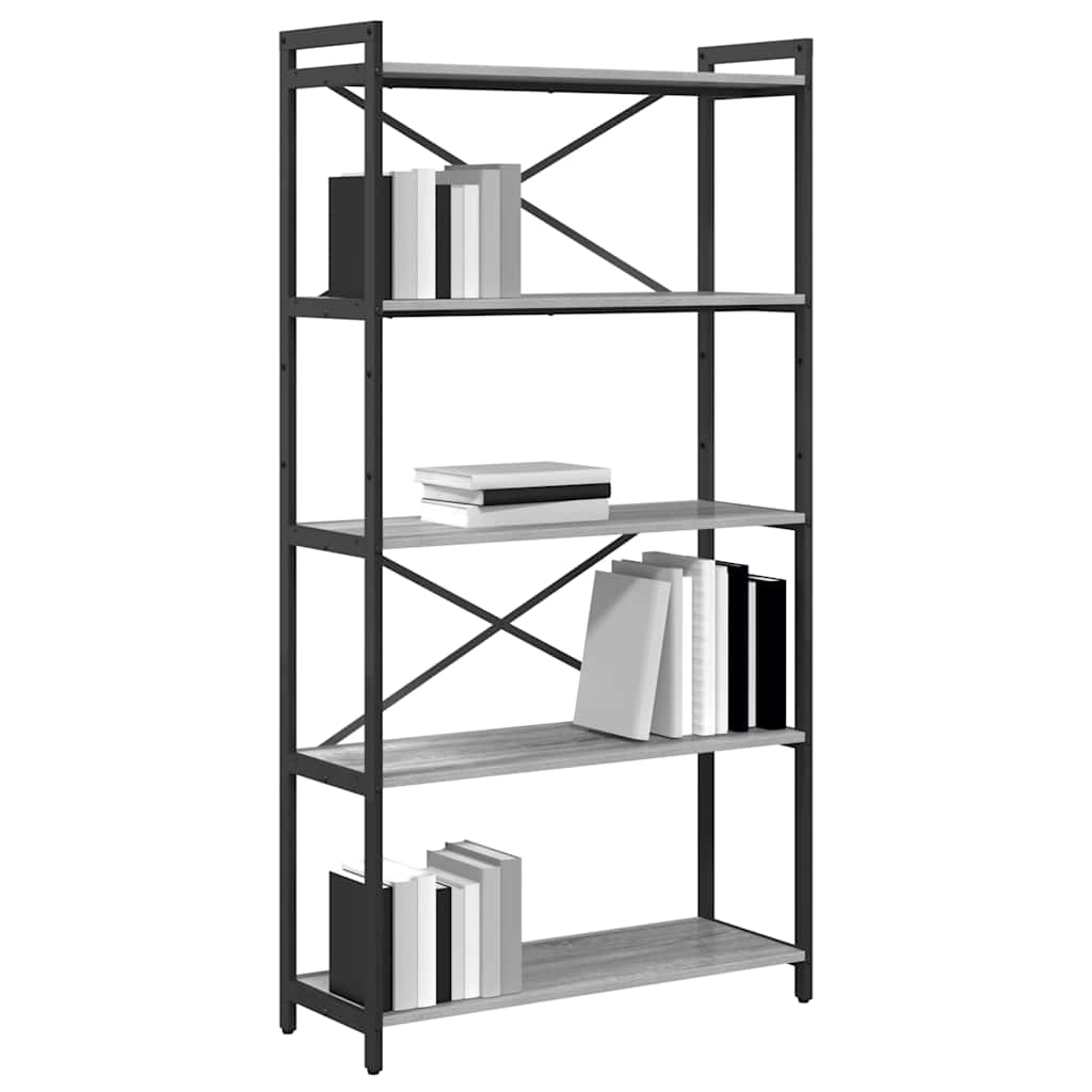 Bookshelf 80 x 30 x 155 cm Engineered Wood Grey Sonoma
