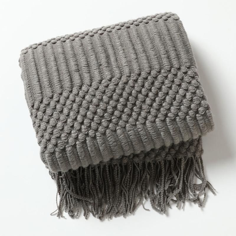 Sofa throw blanket, hotel air conditioning blanket, solid color knitted blanket, homestay bed end decorative blanket, versatile bed cover with