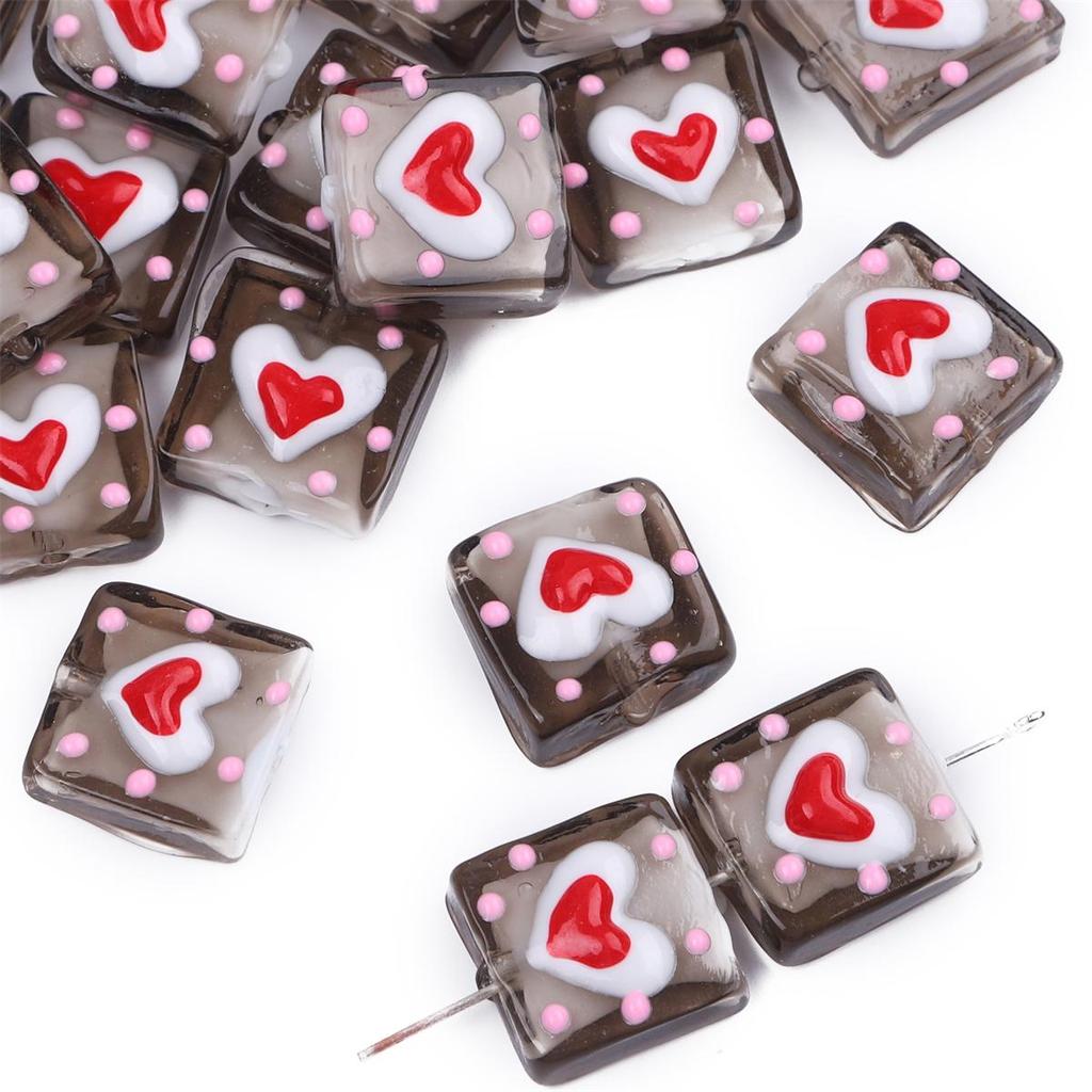 1 buc. Mărgele pătrate de sticlă colorate pictate manual, pentru bricolaj, colier, brățară, cercei, bijuterii, accesorii de artizanat