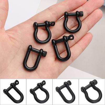 Stainless Steel Shackle Fob Bracelet Buckle Solid Carabiner Keychain Hook Key Ring D Bow Staples