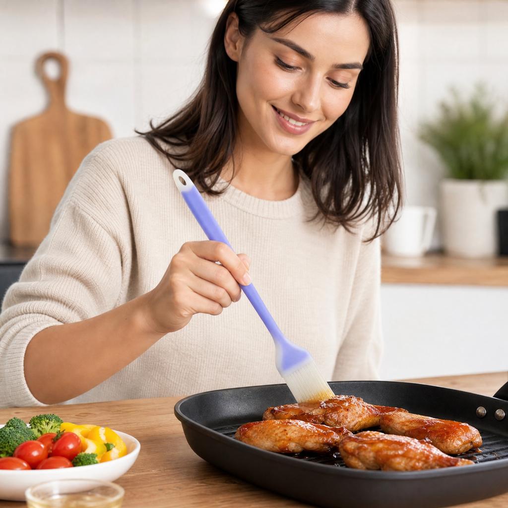 Silicone Basting Brush Food-Grade One-Piece Translucent Colorful Design Small Size for BBQ Grilling Baking and Kitchen Use