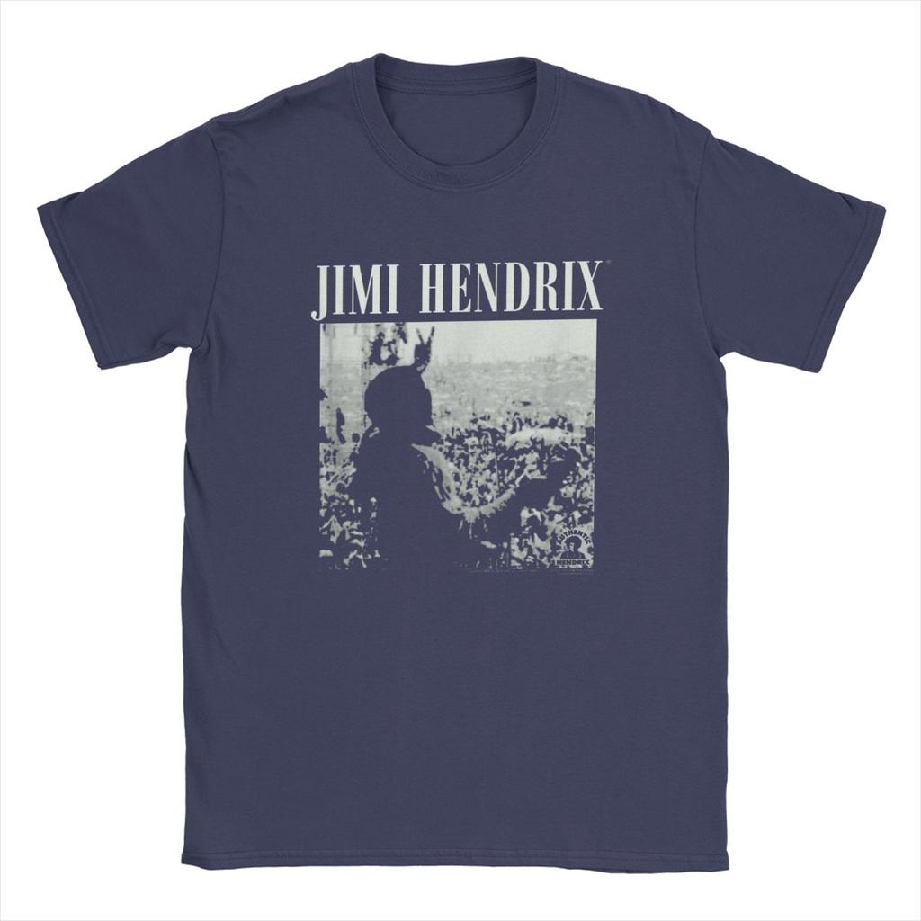 Jimi Męskie Koszulki Rock Hendrixs Na Żywo Na Woodstocku Vintage Gitara Piosenkarz T-Shirty Krótki Rękaw Okrągły Dekolt Koszulki Bawełna Duży Rozmiar Top