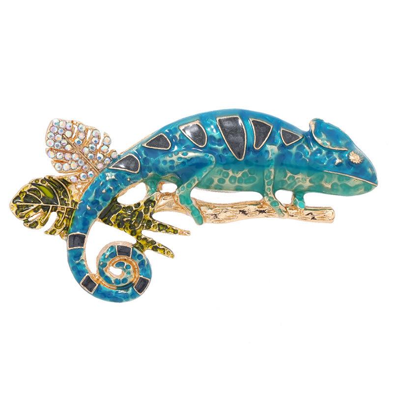 

Брошь-хамелеон с бриллиантами Винтажная брошь в виде животного из масла со стразами Ящерица Булавка Аксессуары