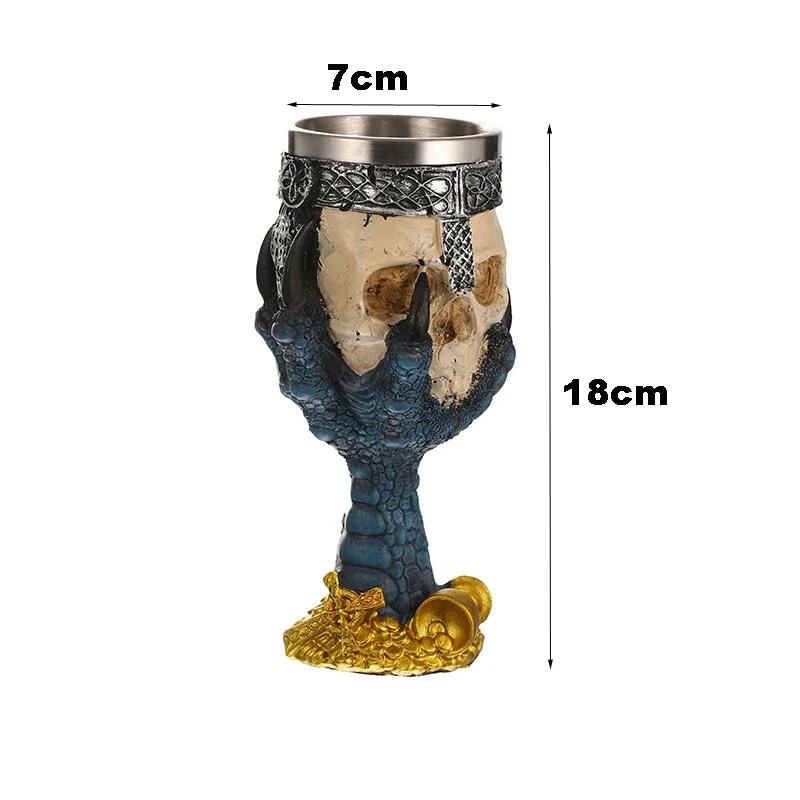 180ML Creative Halloween Skull Wine Cup Resin Skull Stainless Steel Coffee Cup Tea Cup Halloween Bar Drinkware Gifts Decorations