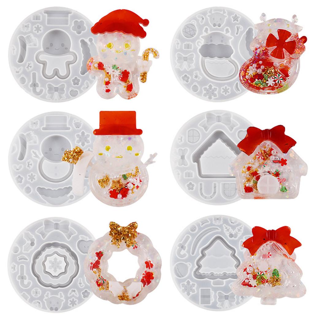 Christmas Silicone Molds DIY Crafts Moulds Quicksand Empty Plates Christmas Sand Mold Set Silicone Material for DIY