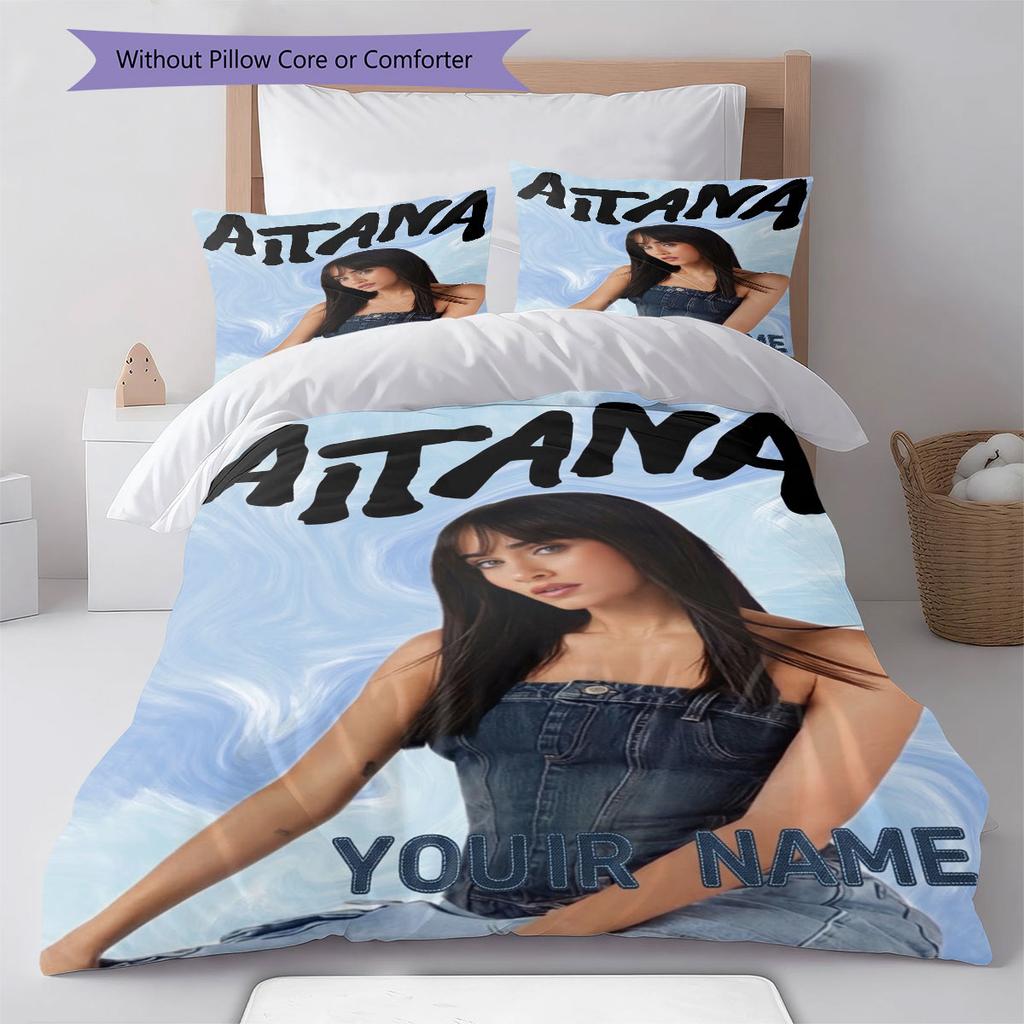 Aitana Custom Name Pattern Bedding,Quilt Set Quilt Cover Pillowcase Home Birthday Gift(1 * Duvet Cover + 2 * Pillowcase, Without Core)